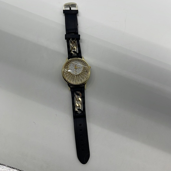 NIB Black, Gold & Rhinestone Statement Watch - Picture 3 of 9